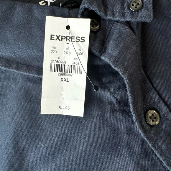 Men's Express Button Up Shirt NWT Blue SZ XXL - Picture 3 of 7